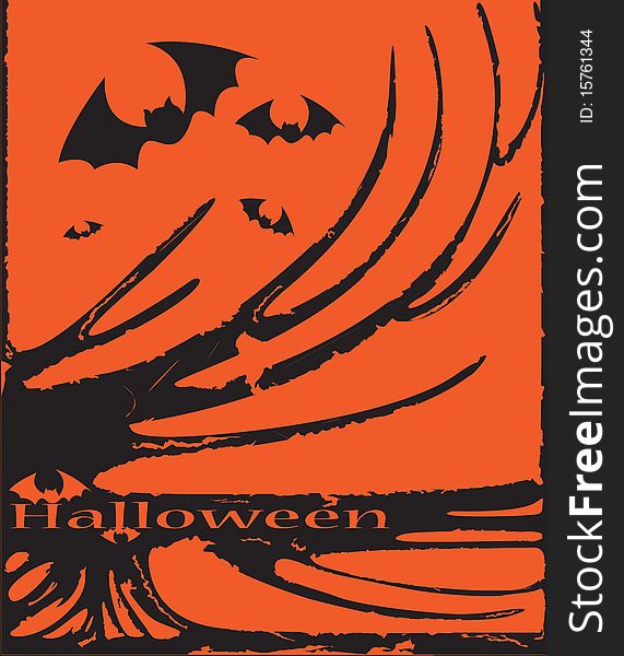 Background is made in the style of a holiday Halloween in orange and black colors. Background is made in the style of a holiday Halloween in orange and black colors