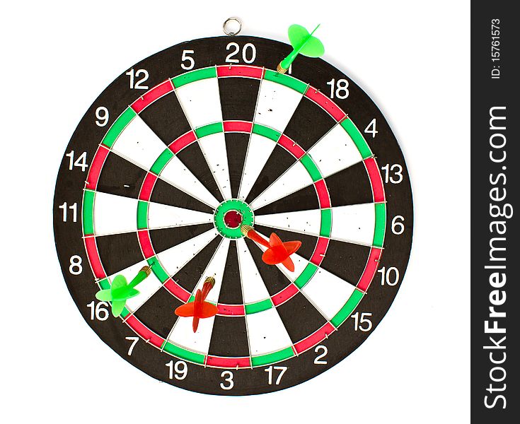 Dartboard with Darts isolated on white background
