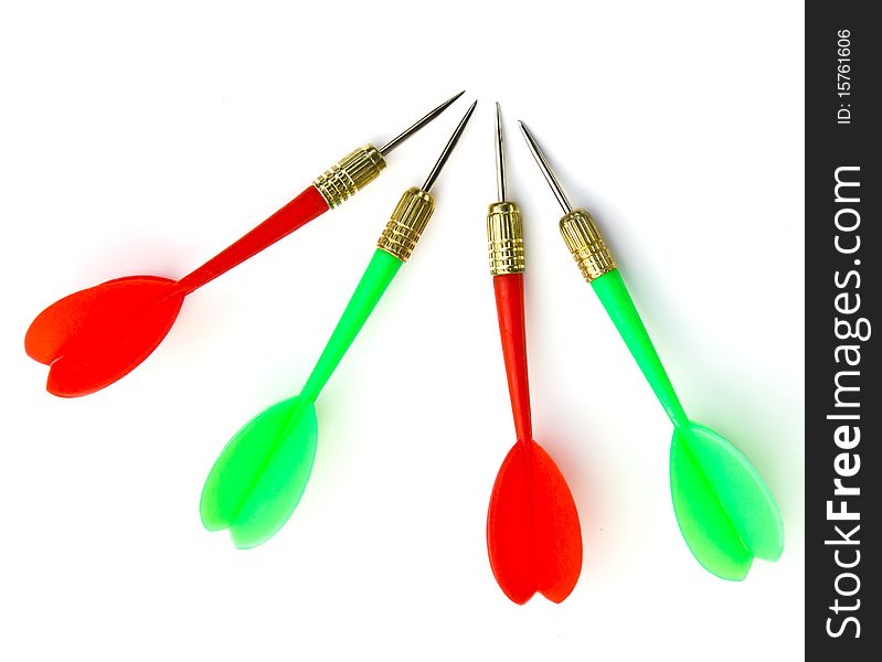 Red And Green Darts Isolated On White Background