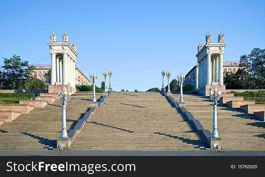 This is the central quay of the city of Volgograd, Russia. This is the central quay of the city of Volgograd, Russia