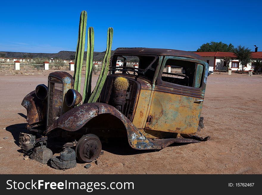 Old Truck with cactus in Namibia