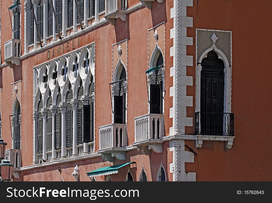 Venice, palace with facade detail, Veneto, Italy, Europe