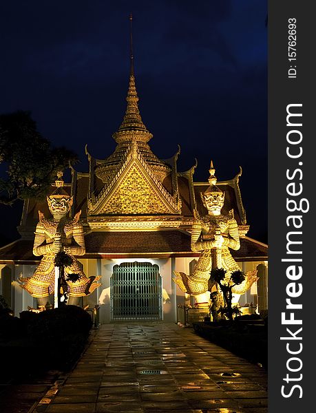 Night scene of temple of dawn in Bangkok, Thailand. Night scene of temple of dawn in Bangkok, Thailand.