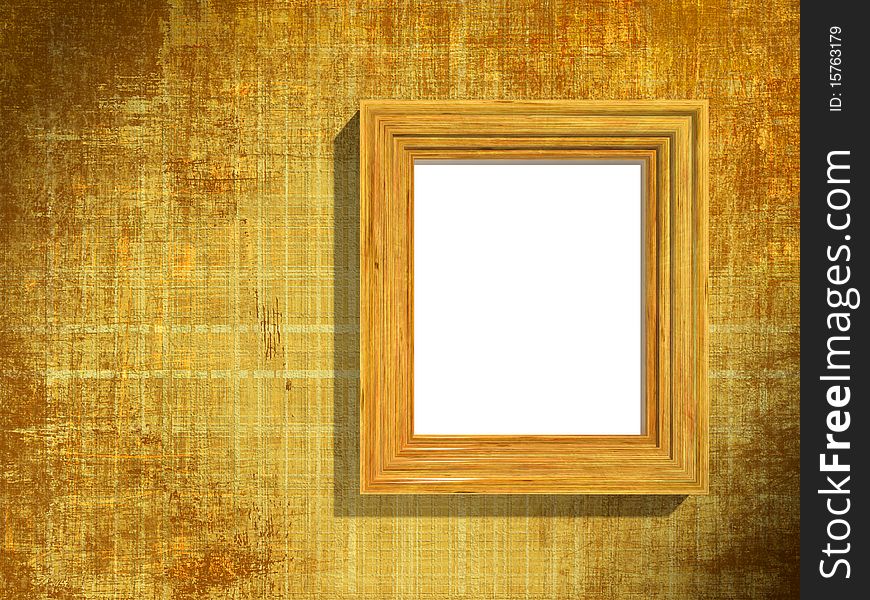 Wooden frame on the grunge cloth background