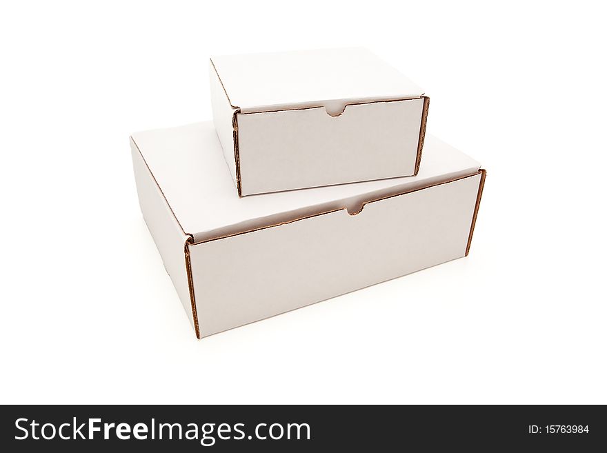 Stack of Blank White Carboard Boxes Isolated on a White Background.