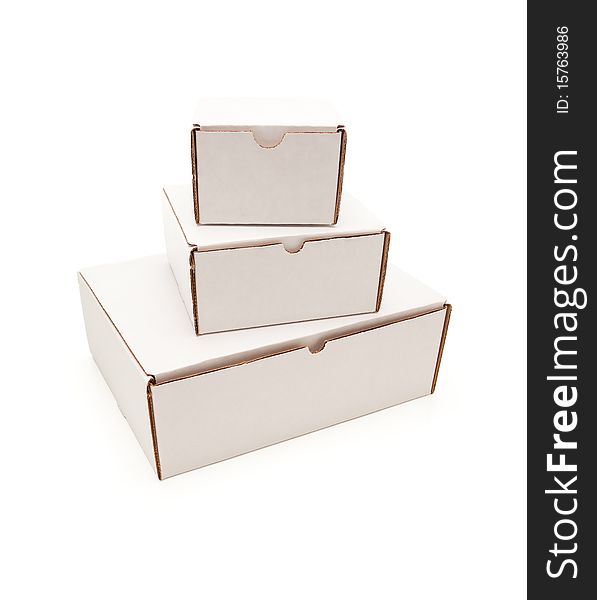 Stack of Blank White Carboard Boxes Isolated on a White Background.