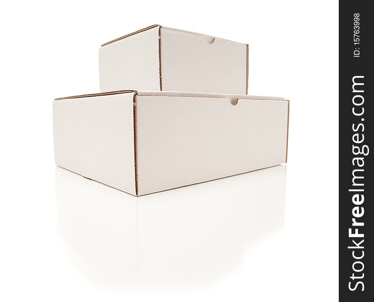 Stack of Blank White Cardboard Boxes Isolated