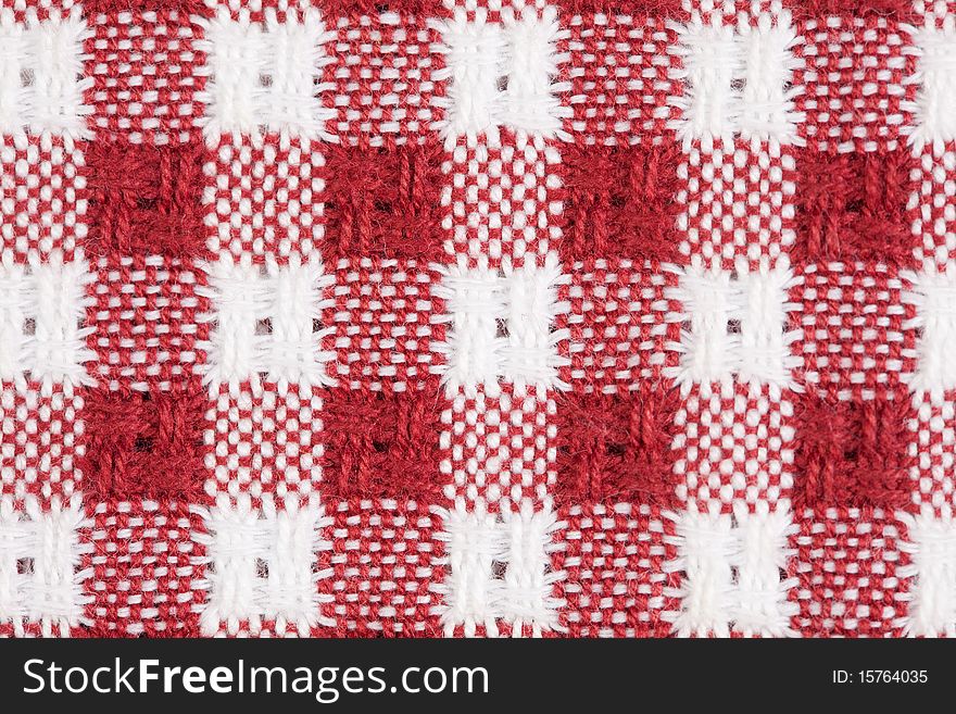 Red and White Gingham Checkered Macro Background