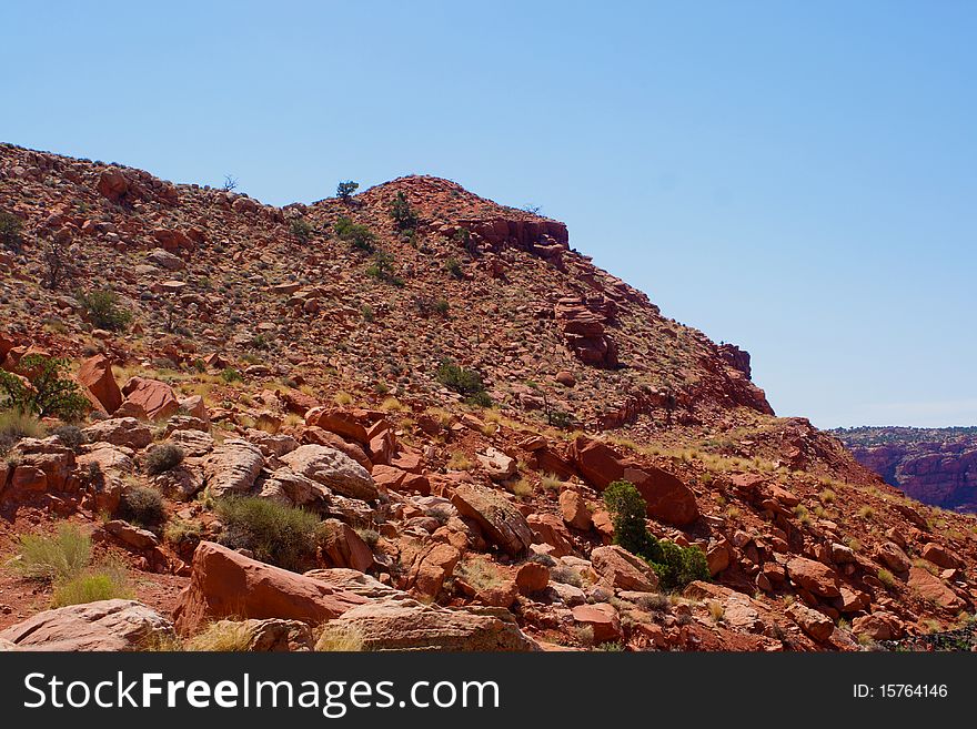 A rocky hillside in the desert. A rocky hillside in the desert.