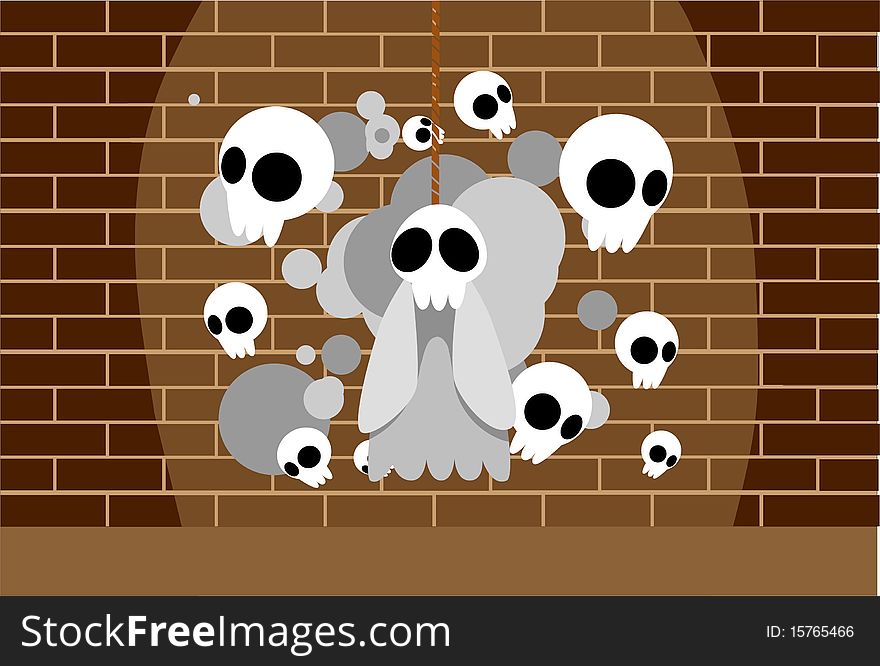 Image of ghosts which is haunting the wall on Halloween. Image of ghosts which is haunting the wall on Halloween