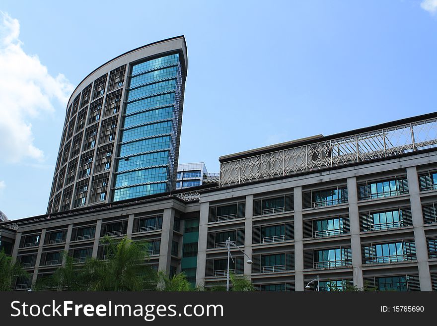 A modern office building which houses several public and private agencies and establishments in Putrajaya, Malaysia.