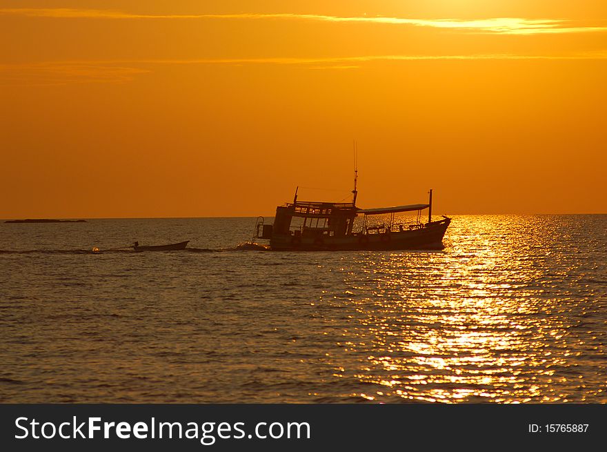 Picture of the boat during sunset.Koh Chang. Picture of the boat during sunset.Koh Chang
