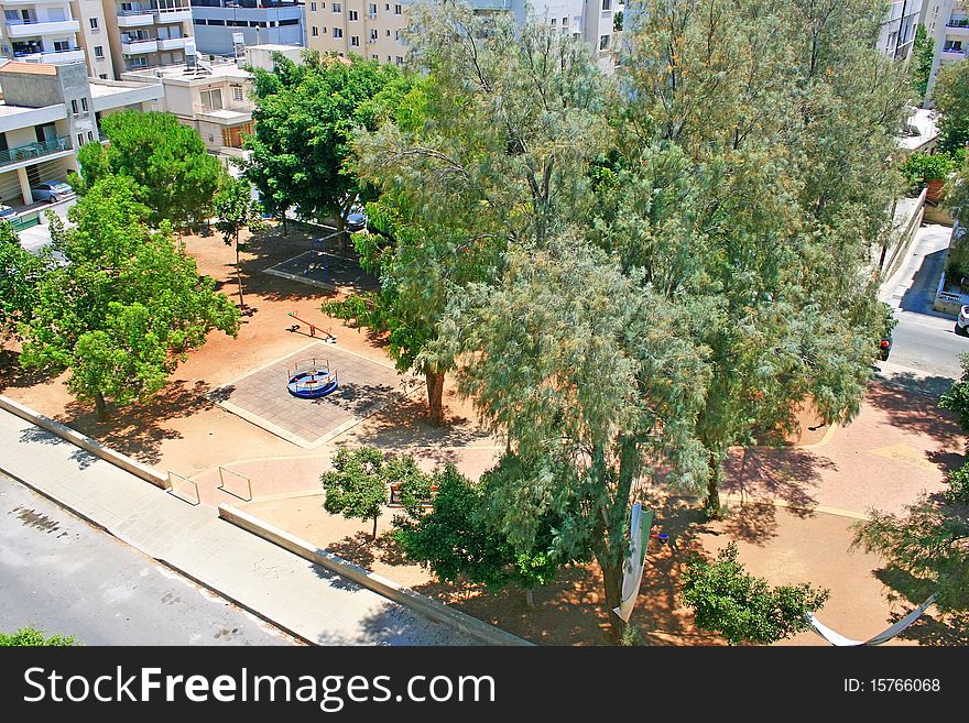 Backyard in tropical city Limassol,Cyprus.