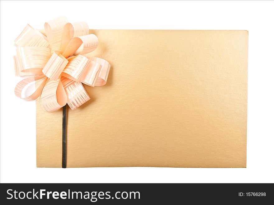 Paper blank with bow. Isolated on white. Paper blank with bow. Isolated on white