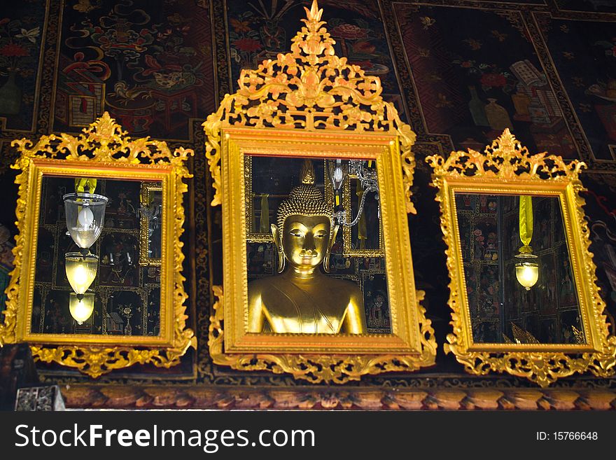 Reflection buddha image from mirror