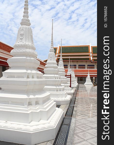 White Pagoda In Thai Temple