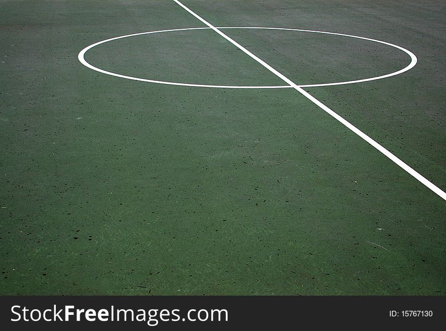 Sports Image With Copy Space of the White Lines on a Green Basketball Court. Sports Image With Copy Space of the White Lines on a Green Basketball Court