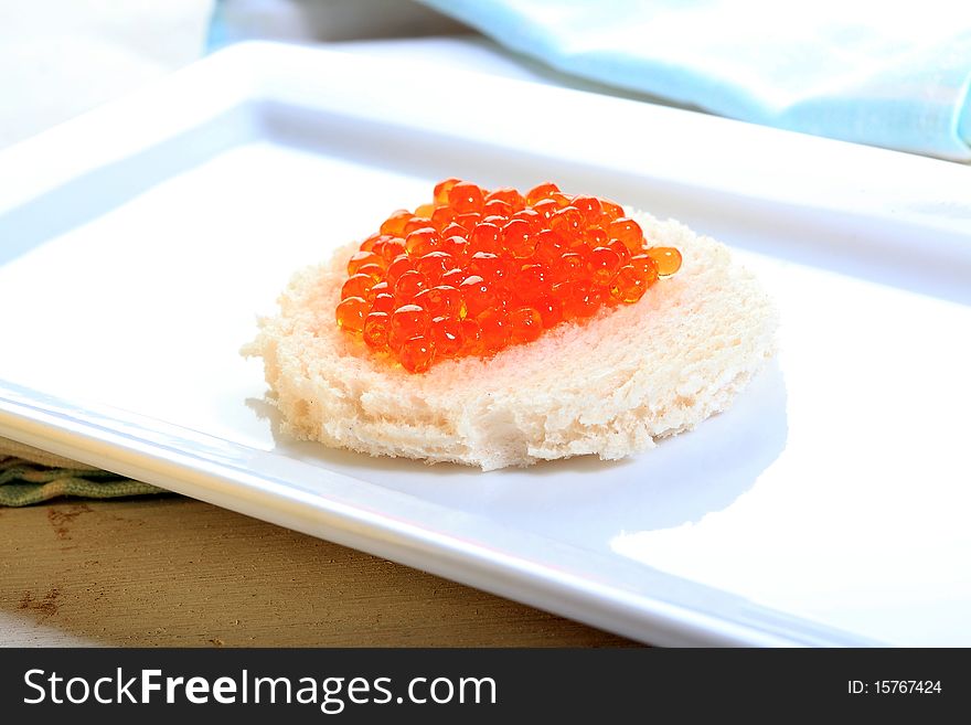 Caviar served on white bread