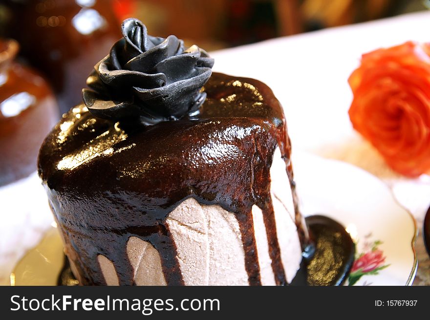 Chocolate Rose On A Cake