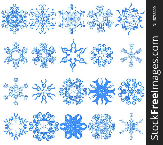 Collection of various snowflakes. Vector illustration