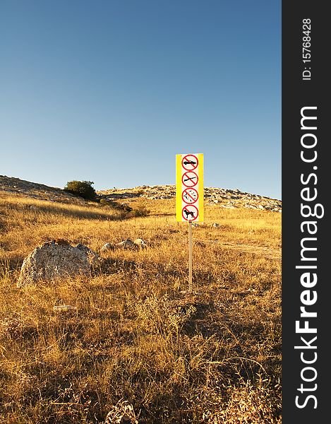 The sign at the entrance to the reserve on Cape Kazantip, Crimea