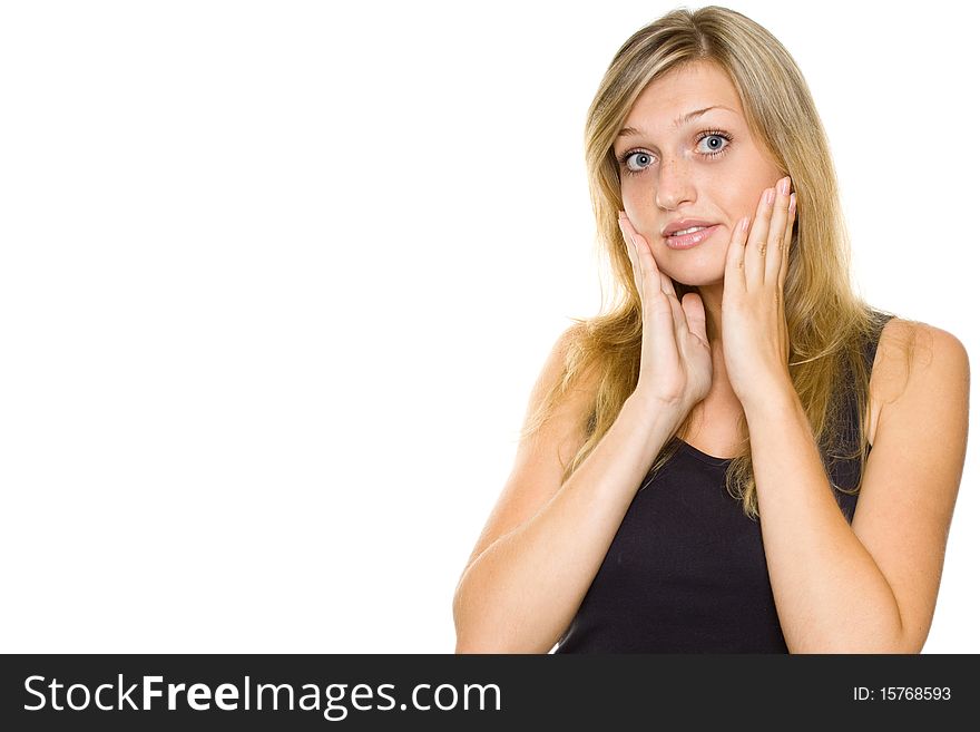 Young woman looking surprised