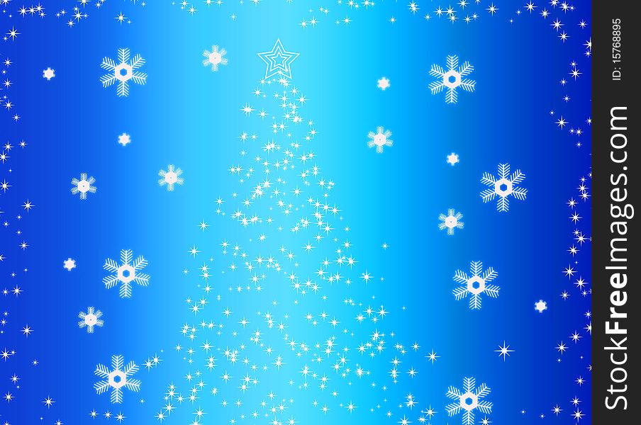 Abstract Fir Tree And Snowflakes