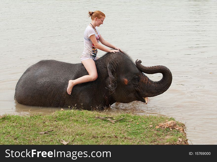 Ride an elephant, teenager have adventure at Surin in Thailand