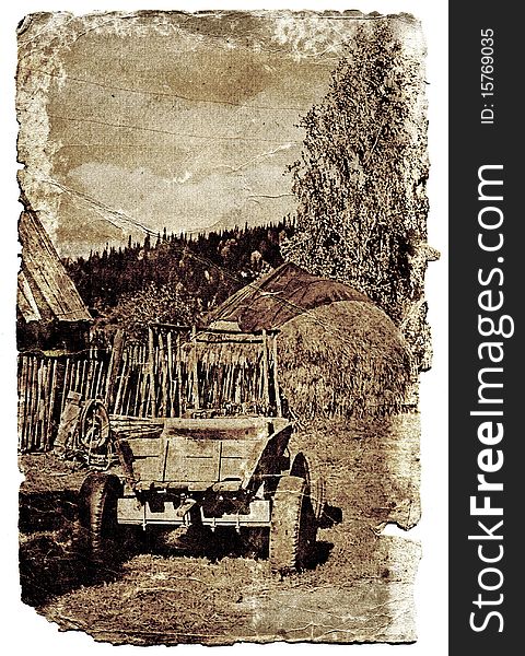 Rustic cart on old photography. Rustic cart on old photography