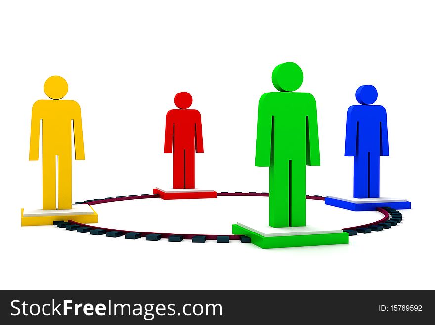 3D multi-use business net work people in white  background. 3D multi-use business net work people in white  background