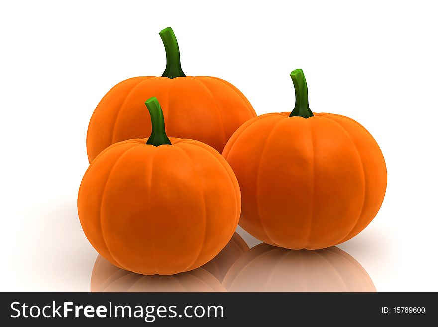 3D multi-use pumpkins in white  background. 3D multi-use pumpkins in white  background