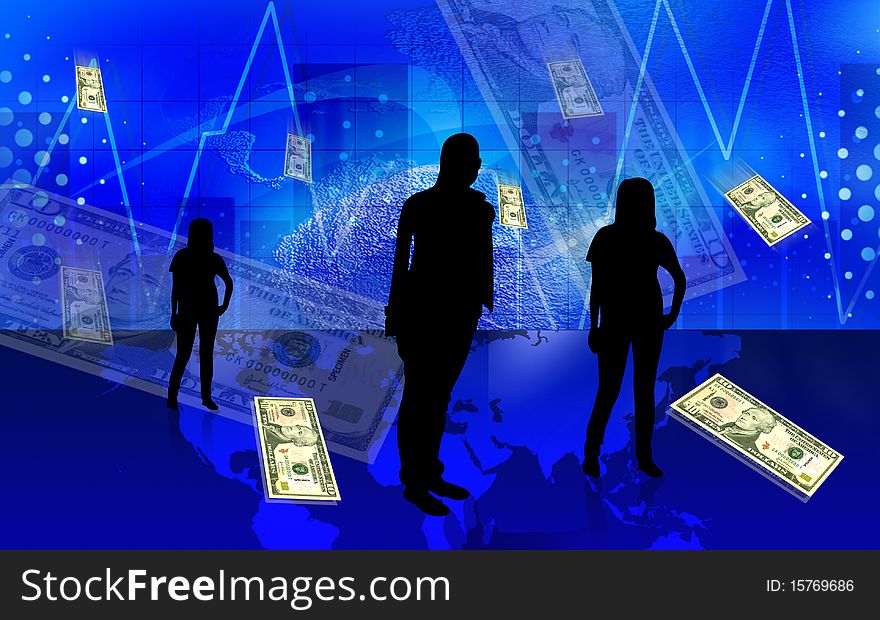 Digital illustration of business concept in abstract background