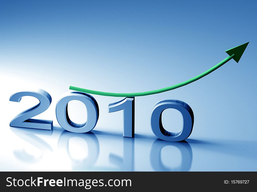 3d multi use growth of year 2010 in blue background