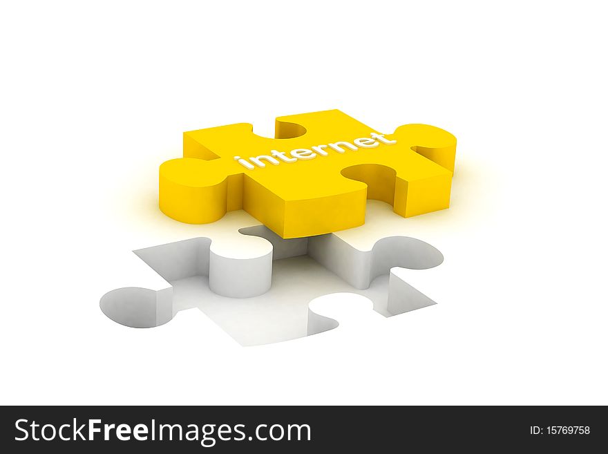 3d multi use internet puzzle in white background