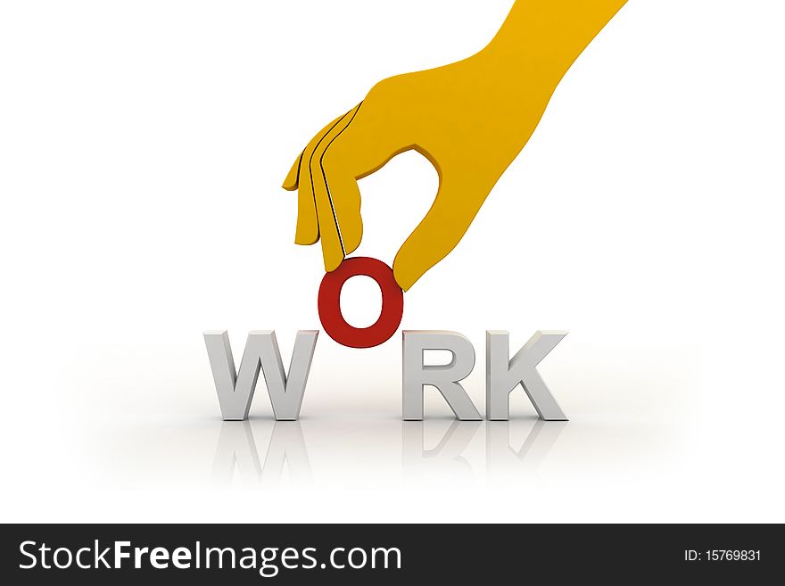 3d multi use work and hand in white background