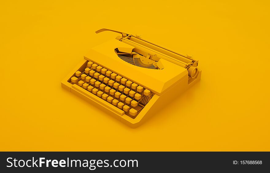 Vintage Typewriter Isolated. Minimal idea concept. 3d illustration