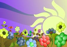 Colorful Stylized Meadow With Flowers Stock Photos Colorful Stylized Meadow With Flowers Stock Photos