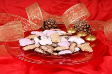 Gingerbread Cookies And Christmas Decorations Royalty Free Stock Photo