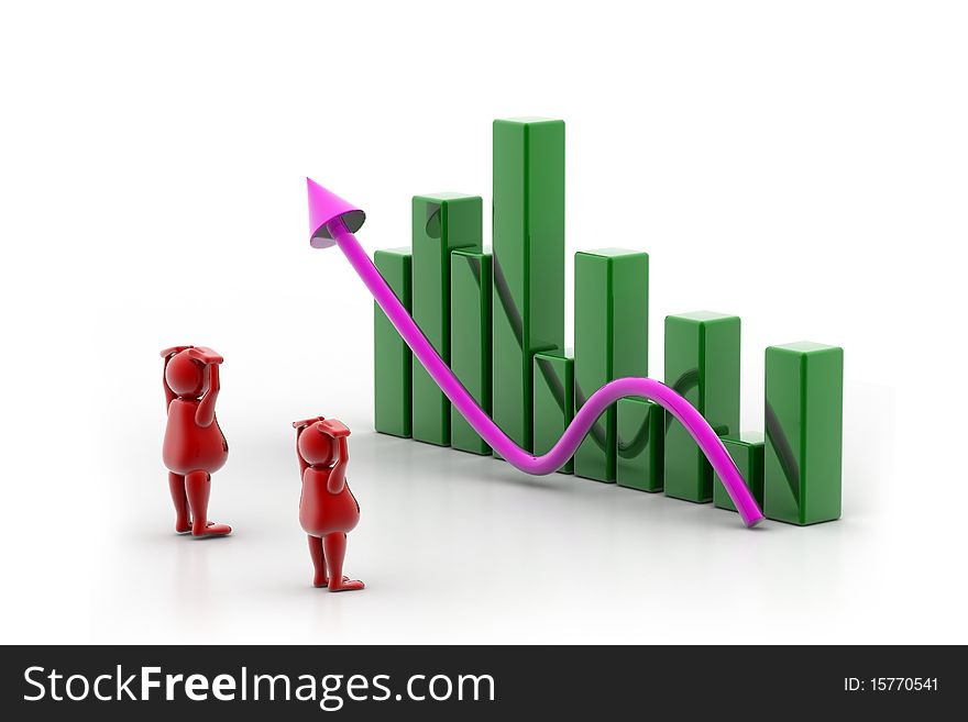 Business graph with growth concept in white background