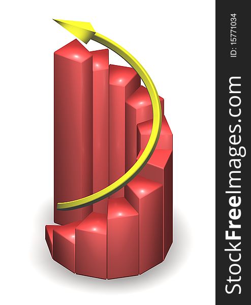 A graphic showing growing chart with arrow. A graphic showing growing chart with arrow