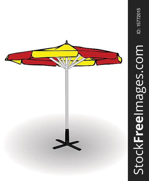 Vector illustration it is yellow a red beach umbrella. Vector illustration it is yellow a red beach umbrella.