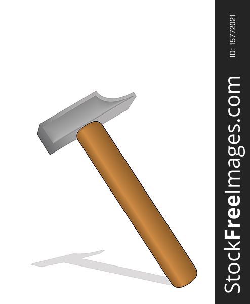 Vector illustration a hammer with the wooden handle.