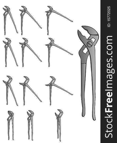 Vector illustration set a universal wrench.