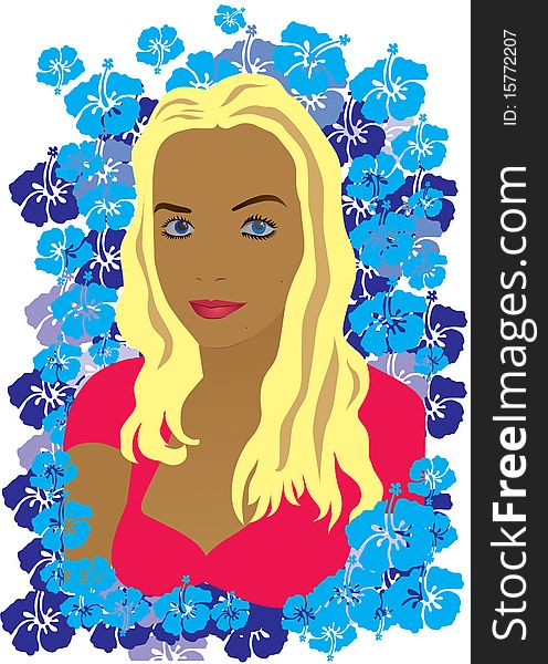 Vector background with face of a girl, spring girl, illustration. Vector background with face of a girl, spring girl, illustration