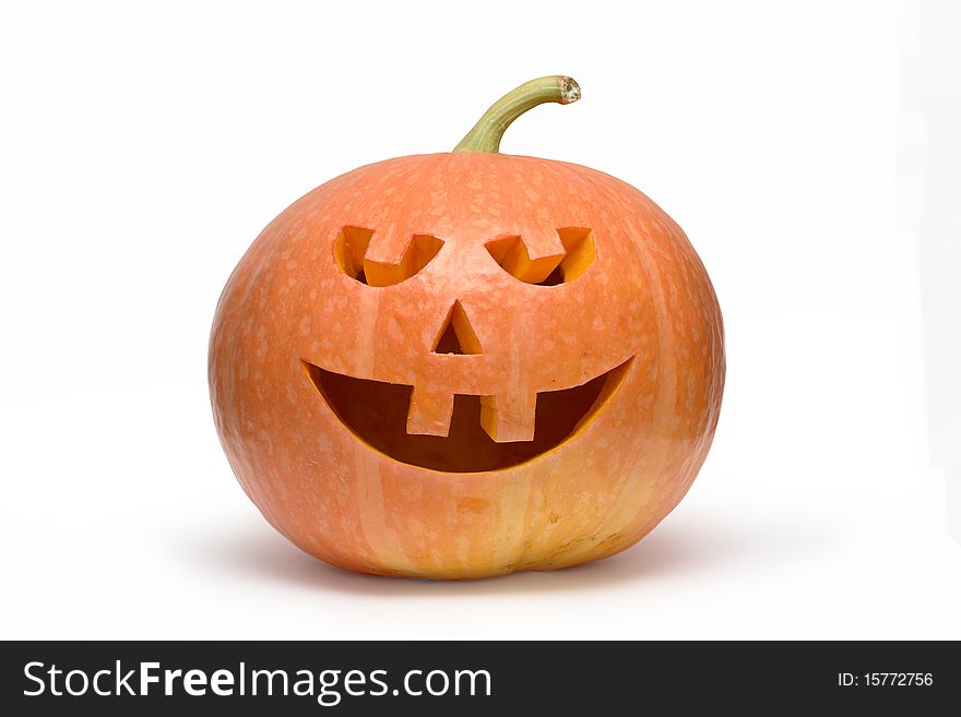 Pumpkin head isolated on white background with clipping path. Pumpkin head isolated on white background with clipping path