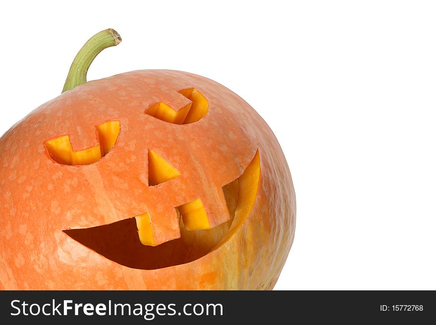 Pumpkin head isolated on white background with clipping path. Pumpkin head isolated on white background with clipping path