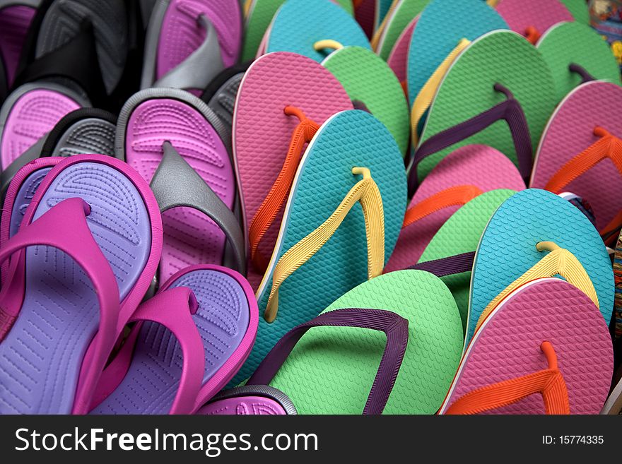 A colorful background made with a flip-flop display. A colorful background made with a flip-flop display