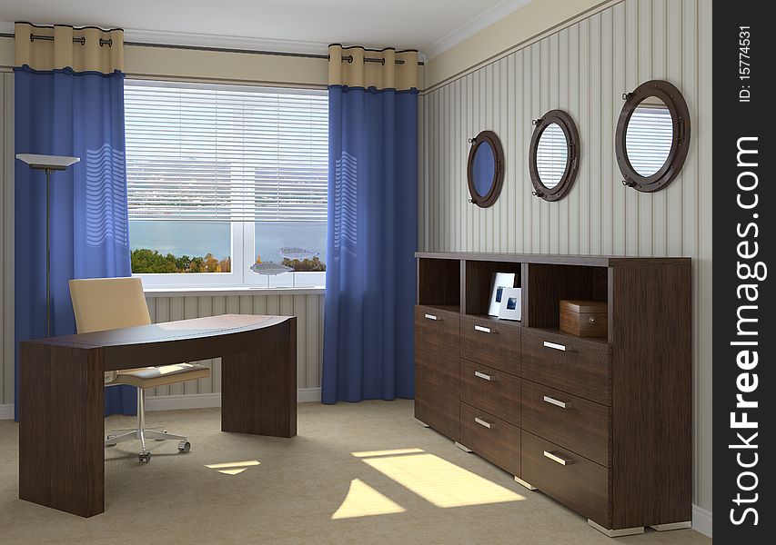 Modern office interior. 3d render.