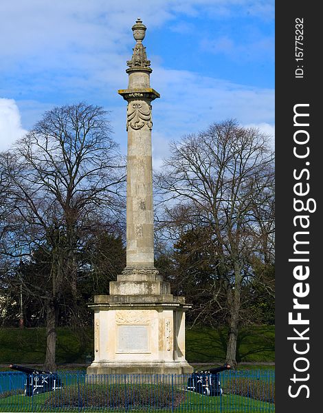 Column in a local park on a sunny day