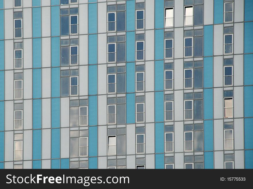 Window texture on the blue big building. Window texture on the blue big building